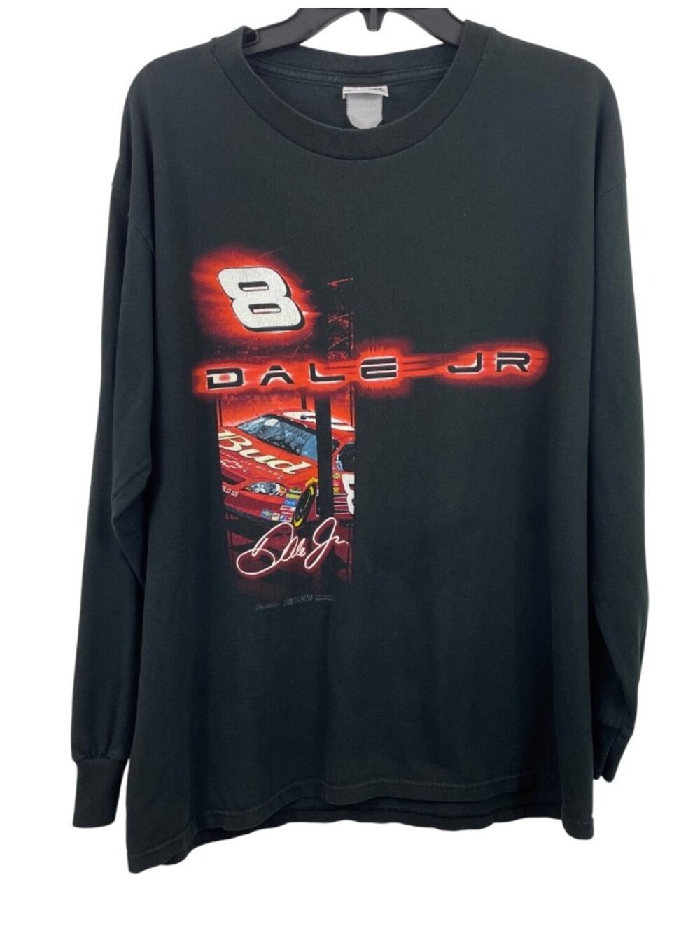 Dale Jr #8 Nascar Long Sleeve Graphic Tee Black Size L Vintage Chase Authentics
